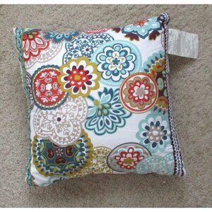 Decorative Throw Pillow With Multicolor Floral Mandala Print  16" X 16"